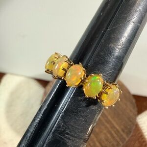 925, Gold Over Stauer Ethiopian Opal Band Ring Sz 8.5